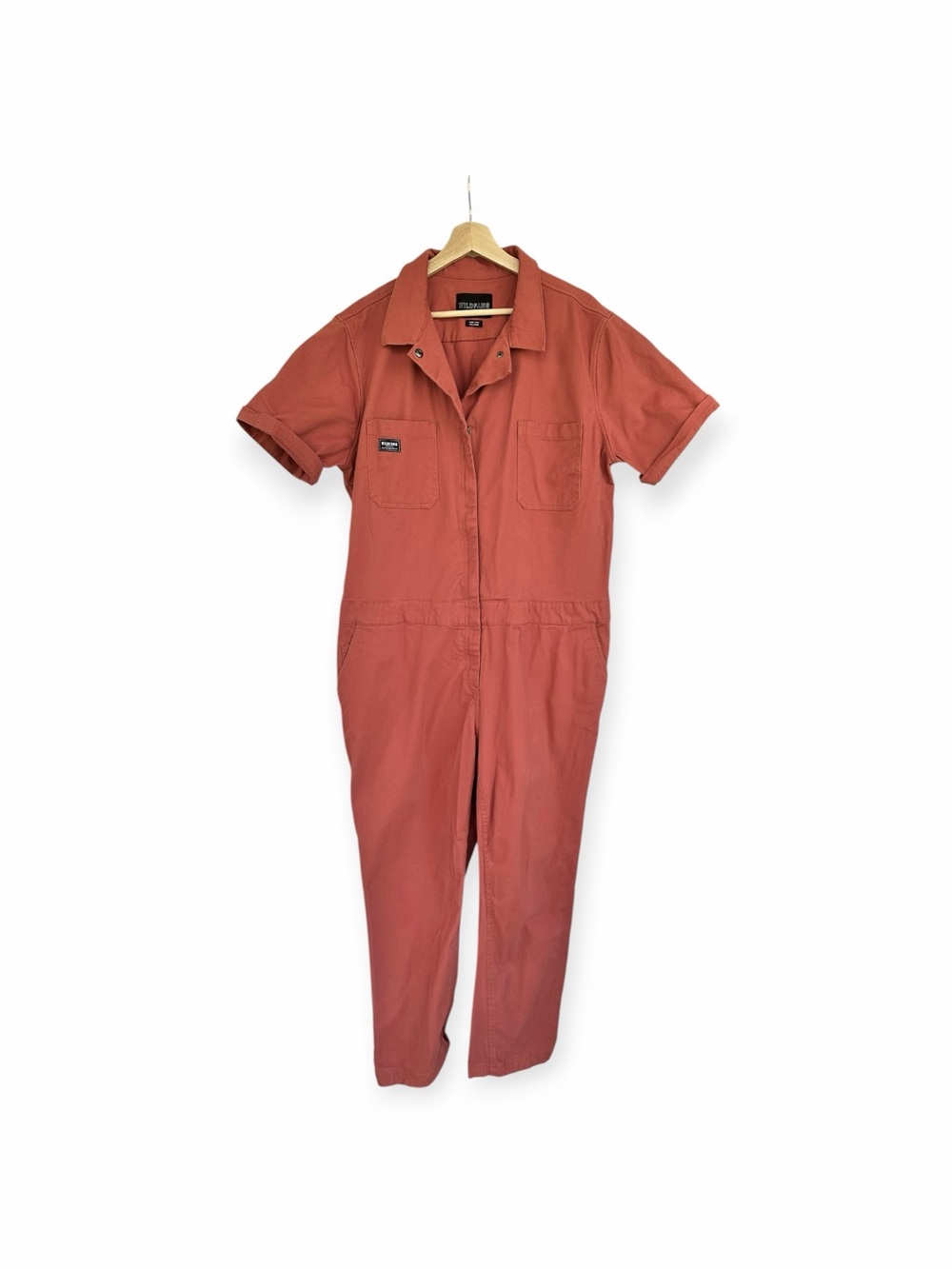 Wildfang The Essential Coverall Short Sleeve Jumpsuit Rust Orange XXL